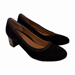 Vionic Natalie Pump 6.5 Black Suede Tortoise Shell Block Heel Office Career Chic